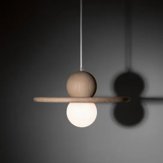 Lampe suspension Drugeot Manufacture Nébuleuse chêne massif - 14 coloris