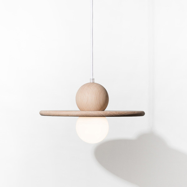 Lampe suspension Drugeot Manufacture Nébuleuse chêne massif - 14 coloris