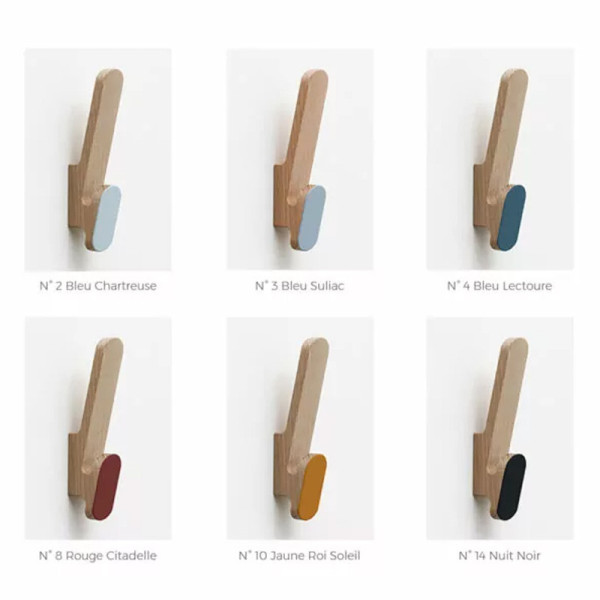 Patère CL DRUGEOT MANUFACTURE en chêne massif - 6 coloris