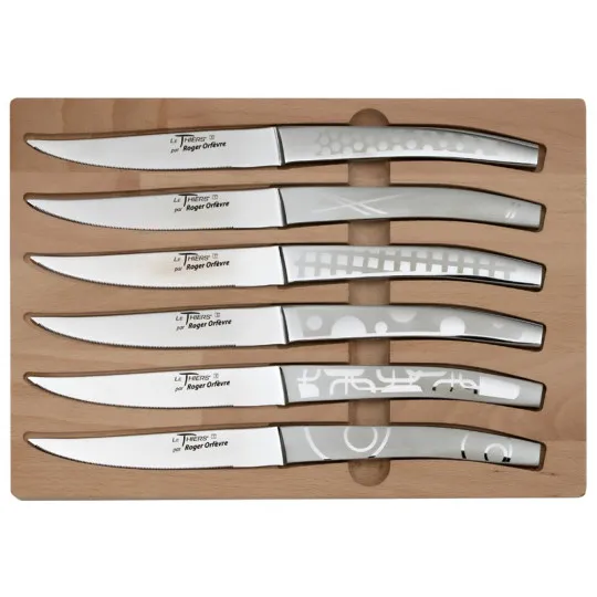 Coffret de 6 couteaux Thiers décors Maison Roger Orfèvre