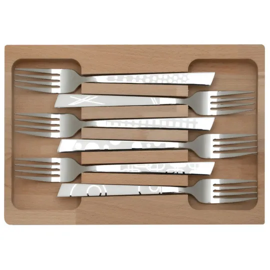 Coffret de 6 fourchettes décors maison ROGER ORFEVRE