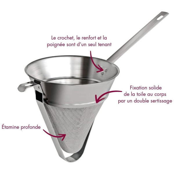 Chinois étamine GOBEL 20cm en fer blanc