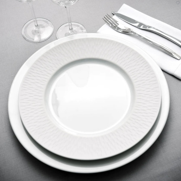 6 assiettes Boréale Satin Blanc Degrenne - 6 tailles