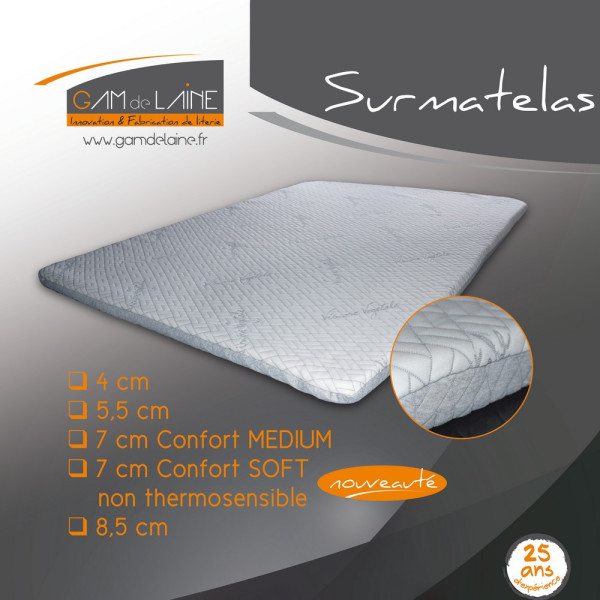 Surmatelas mémoire de forme Gam de Laine