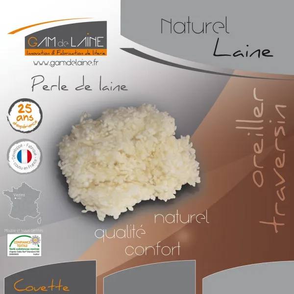 Couette en laine vierge Bio 350g Gam de Laine