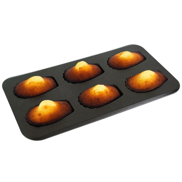 Plaque à 6 madeleines gourmandes Gobel antiadhérent 39,5x20cm