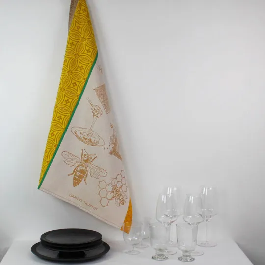 2 Torchons Miel et abeilles ocre Garnier Thiebaut