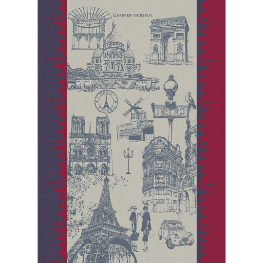 2 Torchons J'aime Paris tricolore Garnier Thiebaut