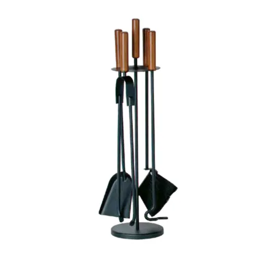 Serviteur de cheminée Reignoux noir bois h.65cm