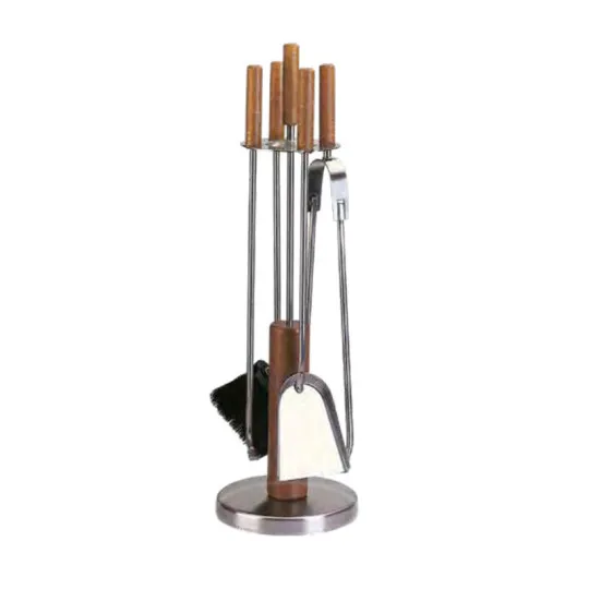 Serviteur de cheminée Reignoux inox bois h.70cm