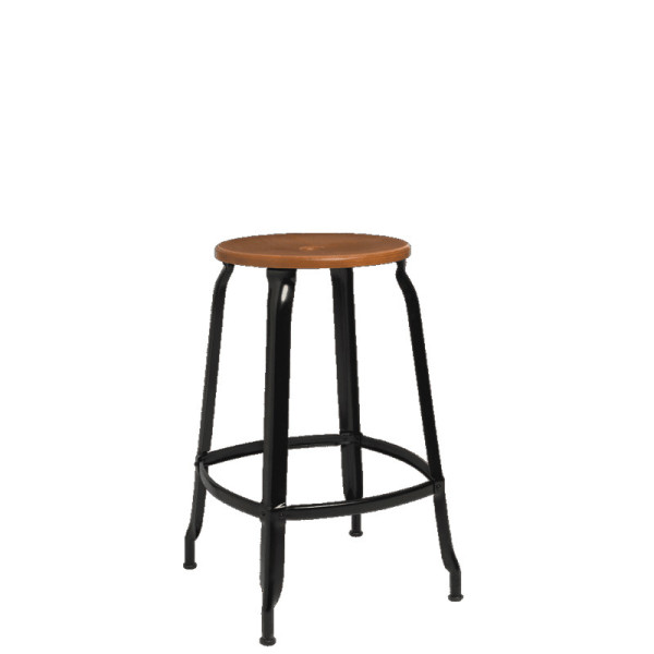 Tabouret NICOLLE en bois et métal - 4 hauteurs 8 coloris 2 bois