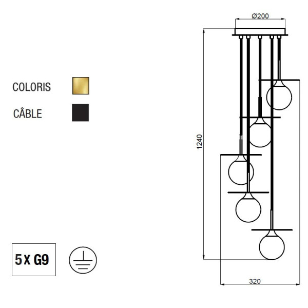 Suspension Aluminor lustre Cascade S