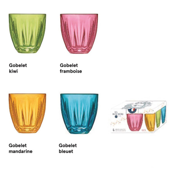 Set de 4 verres à eau Lily La Rochère gobelets colorés