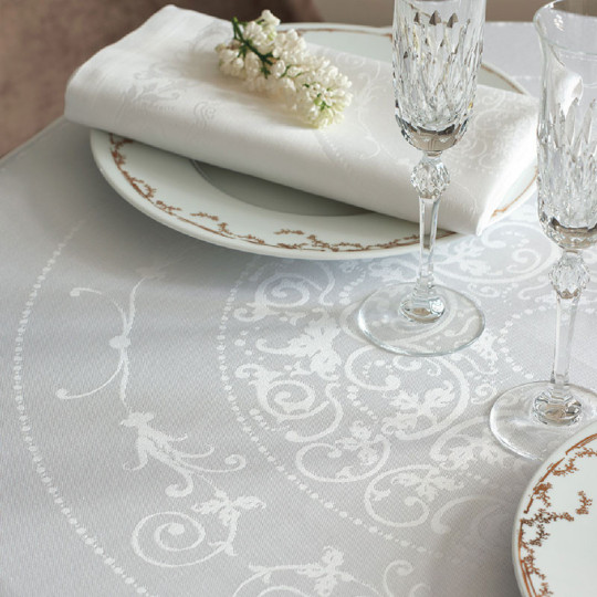 4 serviettes de table Comtesse blanc Garnier Thiebaut