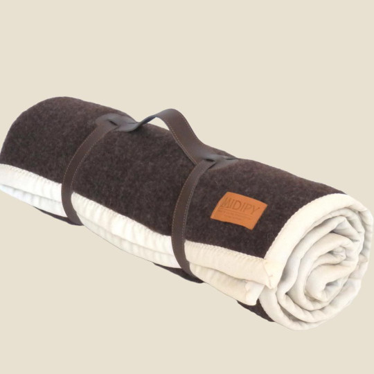 Midipy Plaid chocolat 100% Laine vierge