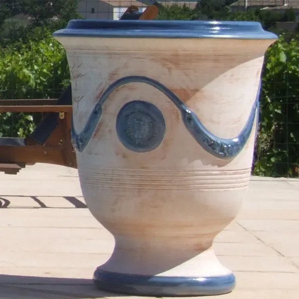 Vase d'Anduze TERRE FIGUIERE cérusé bleu poterie - 4 tailles