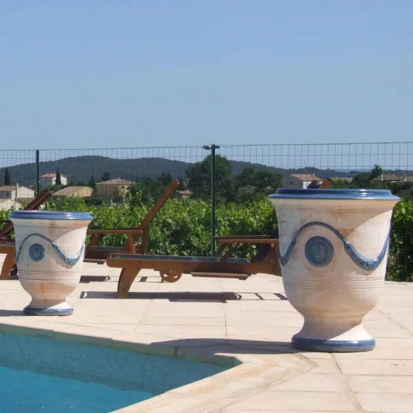 Vase d'Anduze TERRE FIGUIERE cérusé bleu poterie - 4 tailles