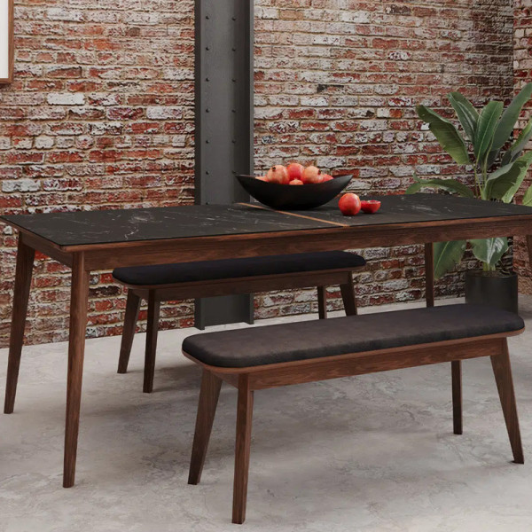 Table à manger Dasras Paul fixe céramique bois chêne ou noyer - 10 finitions 17 tailles