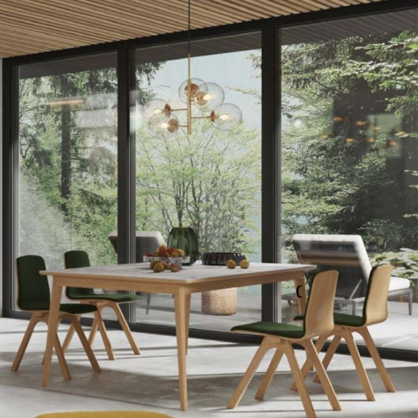 Table à manger Dasras Paul fixe céramique bois chêne ou noyer - 10 finitions 17 tailles