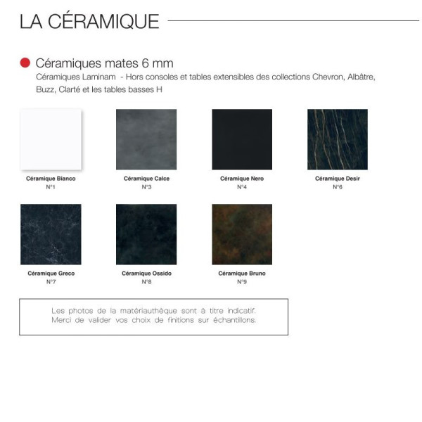 Table à manger Dasras Paul fixe céramique bois chêne ou noyer - 10 finitions 17 tailles