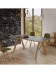 Table à manger extensible Chevron Dasras céramique bois chêne ou noyer - 10 finitions 8 tailles
