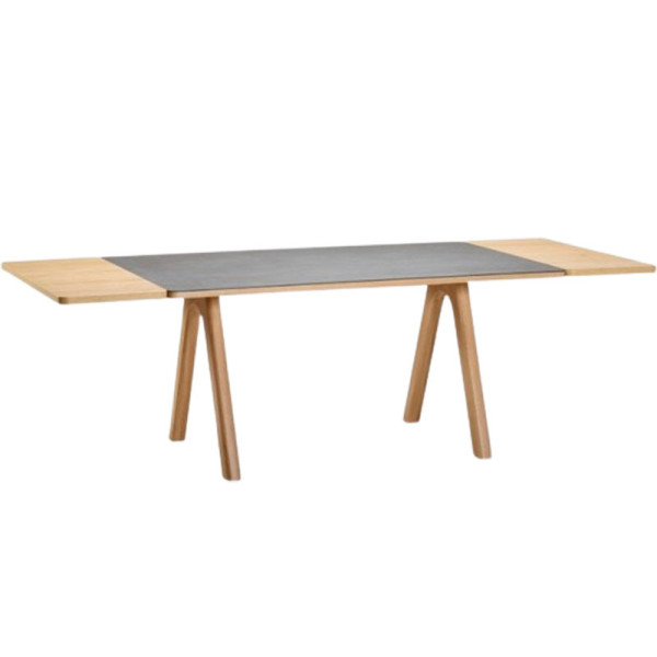 Table à manger extensible Chevron Dasras céramique bois chêne ou noyer - 10 finitions 8 tailles