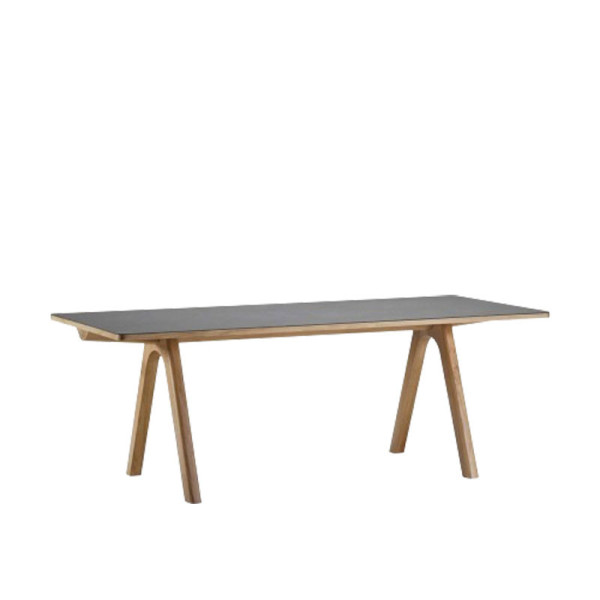 Table à manger extensible Chevron Dasras céramique bois chêne ou noyer - 10 finitions 8 tailles