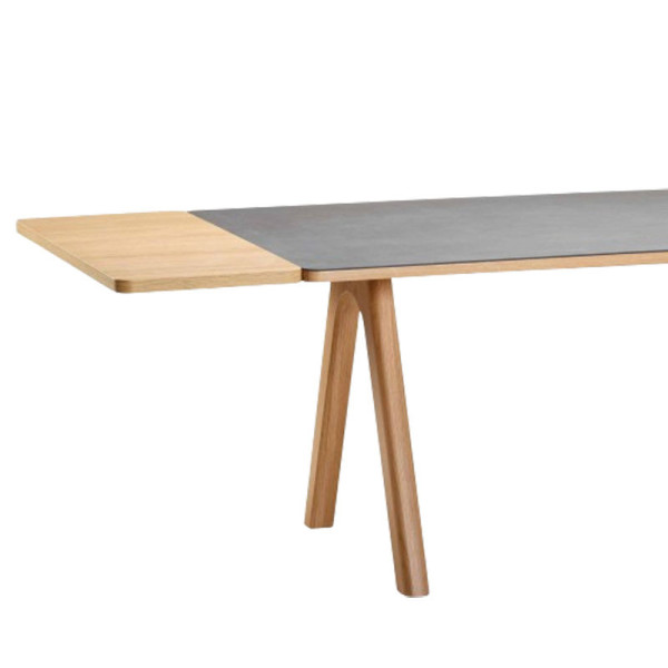 Table à manger extensible Chevron Dasras céramique bois chêne ou noyer - 10 finitions 8 tailles
