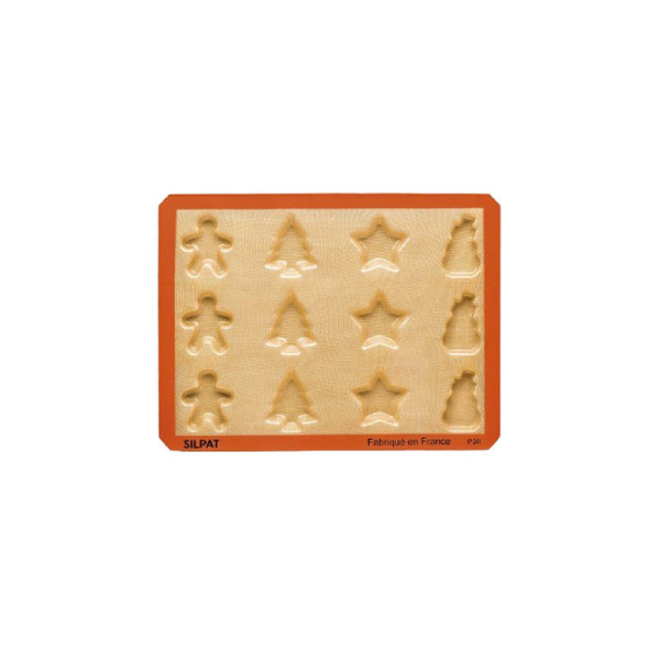 Moule à gâteau 12 biscuits de Noël SILPAT en silicone 40x30cm