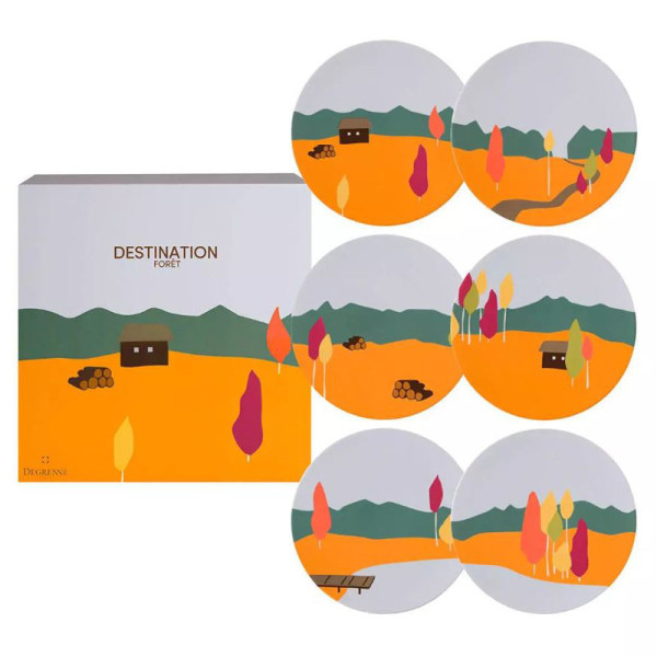 Coffret 6 assiettes à dessert DEGRENNE Destination forêt 23cm