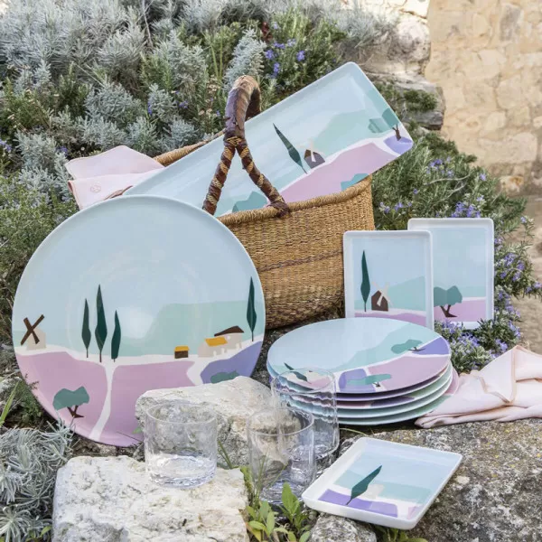 Coffret 6 assiettes à dessert DEGRENNE Destination sud 23cm