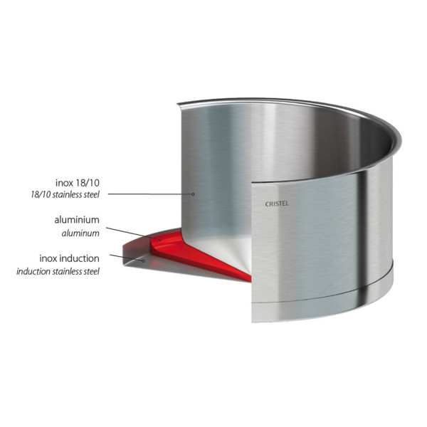 Set batterie de 3 casseroles Cristel Strate + 1 poignée Strate Inox