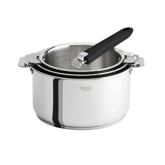 Set batterie Cristel Casteline amovible 3 casseroles et 1 poignée