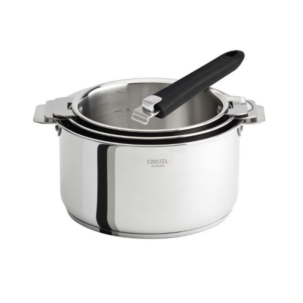 Set batterie Cristel Casteline amovible 3 casseroles et 1 poignée