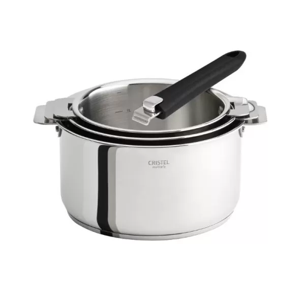 Set batterie Cristel Casteline amovible 3 casseroles et 1 poignée