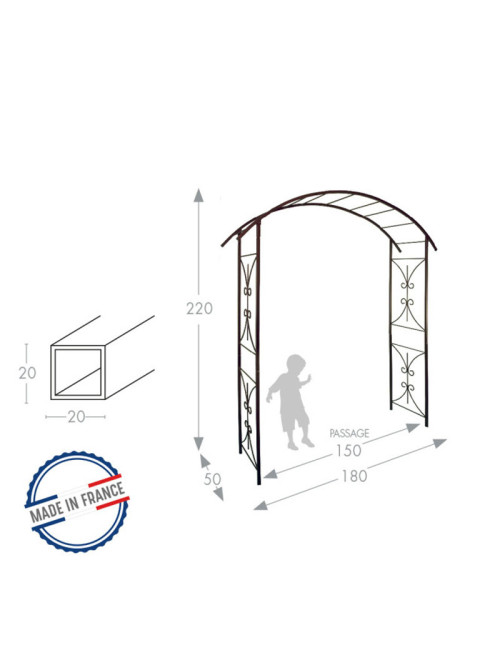 Arche de jardin Louis Moulin décor Pont fer vieilli en acier