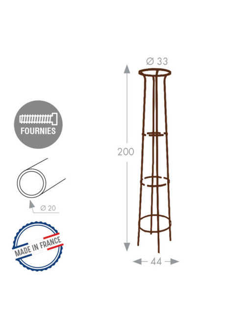 Tuteur Louis Moulin colonne col évasé en métal fer vieilli