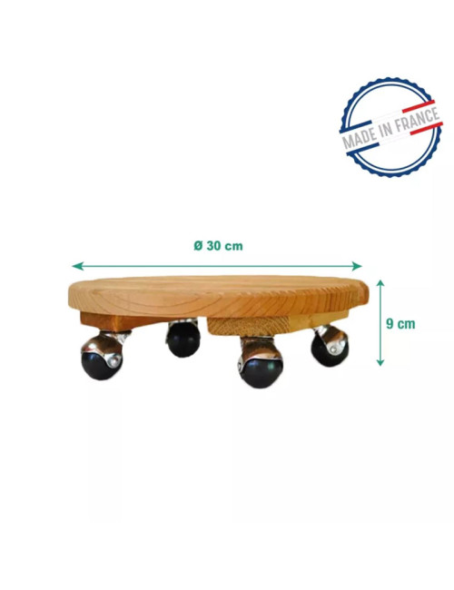 Roule plante LOUIS MOULIN rond en bois 30 cm - 2 coloris