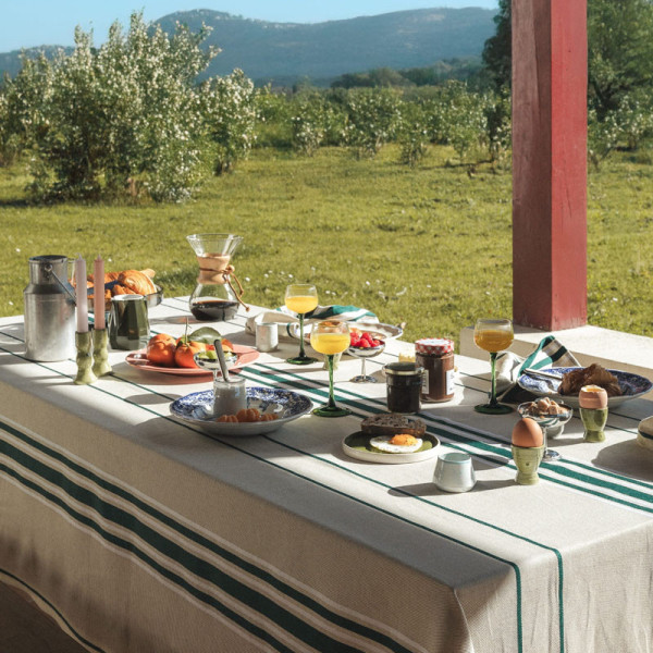 Nappe ARTIGA Corda Métis vert bouteille 70% coton 30% lin - 5 dimensions