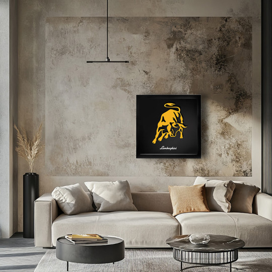 Cadre mural ERIC HARDY 50x50cm LOGO LAMBORGHINI acier et bois