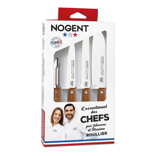 Coffret Chefs Cuisine NOGENT Cerisier 4 pièces couteaux