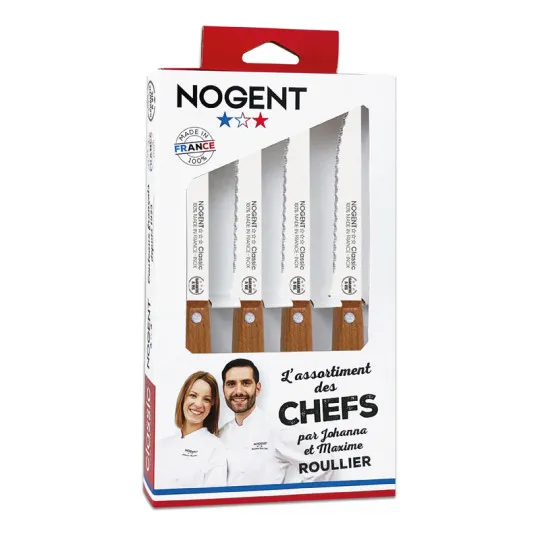 Coffret Chefs Table Steak Cerisier NOGENT 4 pièces couteaux