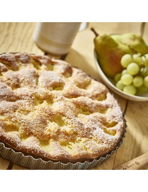 Moule à tarte cannelé en inox à fond amovible De Buyer