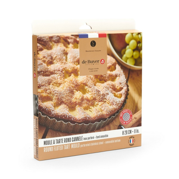 Moule à tarte cannelé en inox à fond amovible De Buyer
