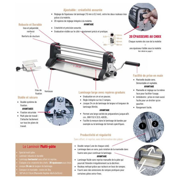 Laminoir DE BUYER en inox 48.5x19x15cm