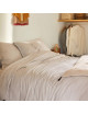Drap housse BLANC DES VOSGES Gramines Crème 140x190cm (bonnet 30cm)