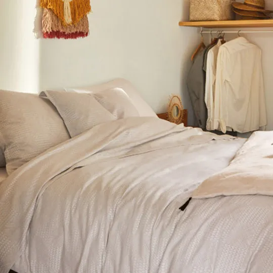 Housse de couette BLANC DES VOSGES Gramines Crème 200x200cm