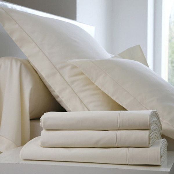 Drap housse Uni BLANC DES VOSGES Satin Bonnet 40 naturel 140x190cm