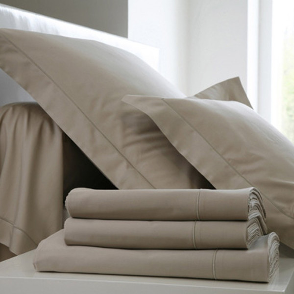 Drap housse Uni BLANC DES VOSGES Satin Bonnet 40 chanvre 180x200CM