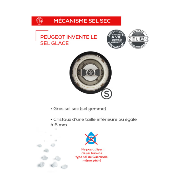 Set de 2 moulins à poivre et à sel sec PEUGEOT SAVEURS Paris u'Select Zirlion Naturel